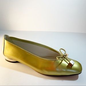 Stuart Weitzman Gold Patent Leather Ballet Flats 8